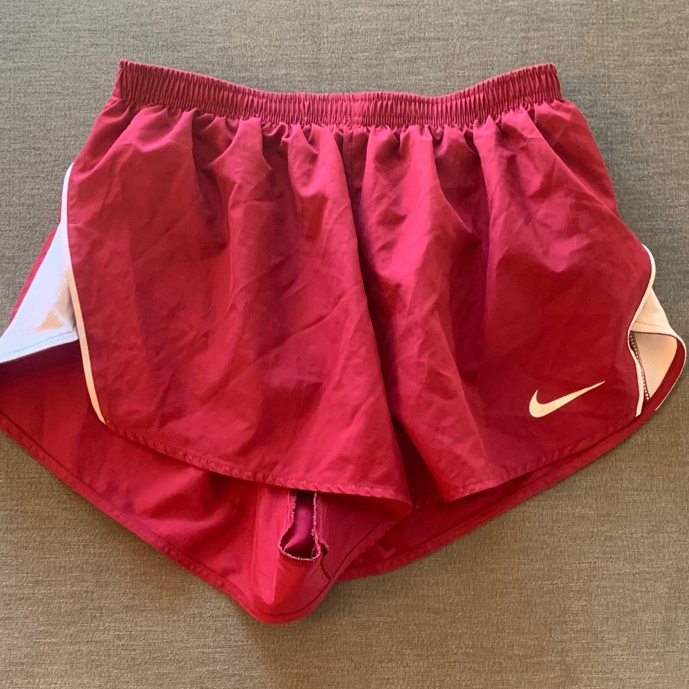 Nike Men’s Running Split Shorts in Maroon and White
